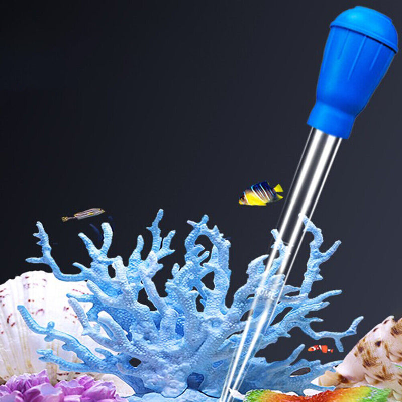 Manual Fish Tank Aquarium Feed Water Changer Mini Suction Pipe Tool (Blue)
