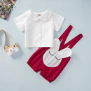 Infant Baby Girl Autumn Buttons Short-Sleeves 2pcs Clothes Sets Suspend Pants