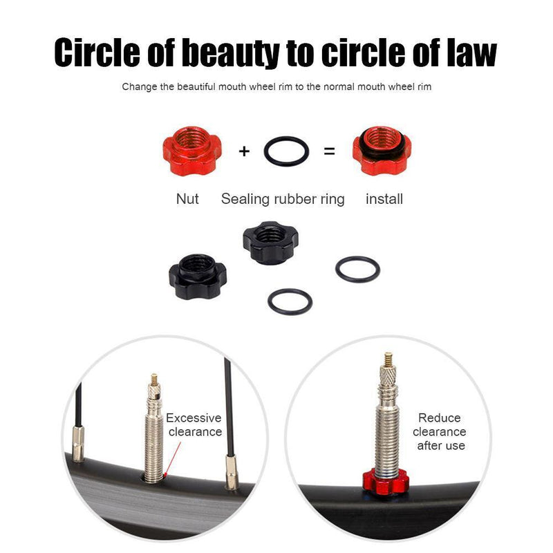 VXM 2pcs/Set MTB Bike Schrader Presta Valve Wheel Converter Nut Rim (Red)