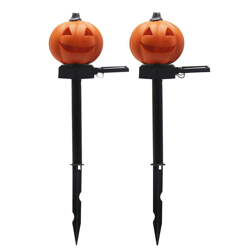 2 Pack Solar Powered Jack-O-Lantern Gar Halloween Decorations Outdoor~