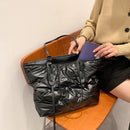 Women Fashion Cotton Large Shoulder Tote Bag Winter Pure Color Bucket Handbag