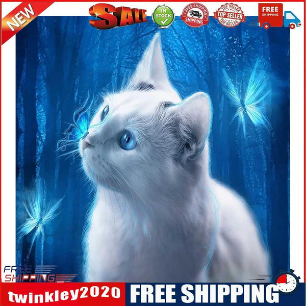 5D DIY Diamond Painting Full Round Drill Butterfly Cat Rhinestone Picture