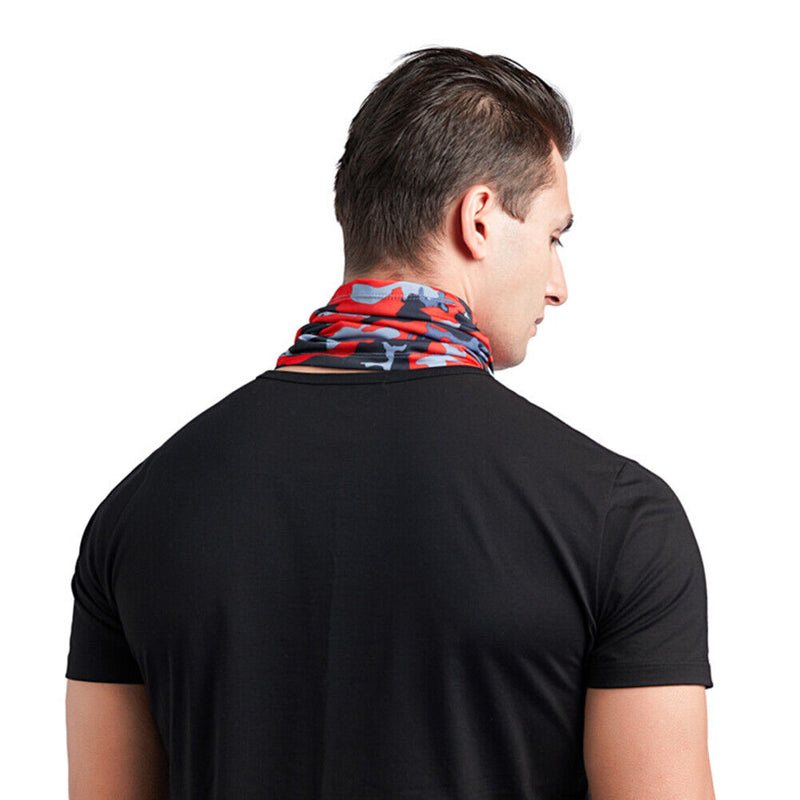 Cycling Camping Neck Tube Scarf Ice Silk Running Bandana (Red Camouflage) Newly