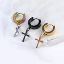 Punk Gothic Stainless Steel Earrings Ear Stud Cross Stars Dangle Pendant