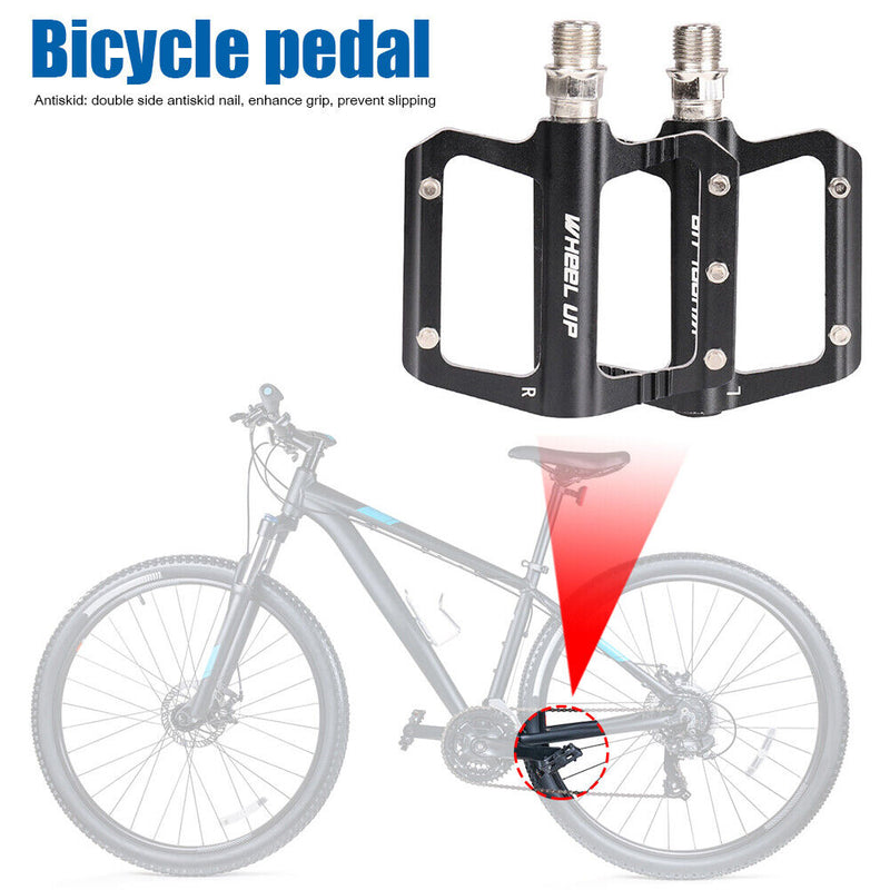 WHEEL UP Bicycle Flat Pedal Aluminum Bearing MTB Bike Platform Pedals 1 Pair