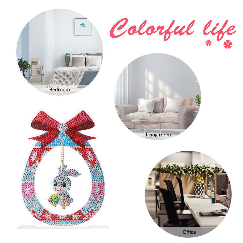 DIY Diamond Painting Ornaments Crystal Drill Easter Cute Bunny Handmade Crafts