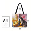 Cat Printed Shoulder Shopping Bag Casual Large Tote Handbag (40*40cm)C