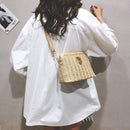 Women Straw Crossbody Bag Boho Woven PU Leather Beach Zip Shell  Shoulder Bags