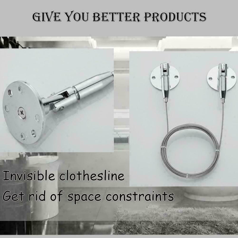 Wall Mounted Laundry Line Rope Clothes Rack Drying H Retractable Wire F1X7
