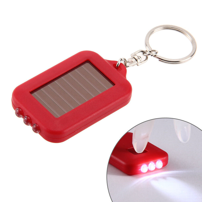 Portable Solar Powered 3 LED Light Keychain Key Ring Outdoor Torch Flashlight