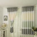 4pcs Strip Shading Curtain Bedroom Living Room Semi Blackout Purdah(Green)