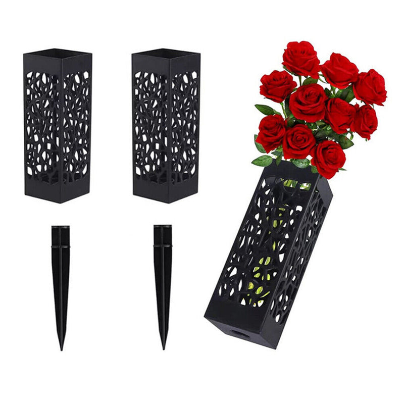 Plastic Flower Basket Hollow Graveyard Organizer Plug Garden Decor (2pcs) Newly