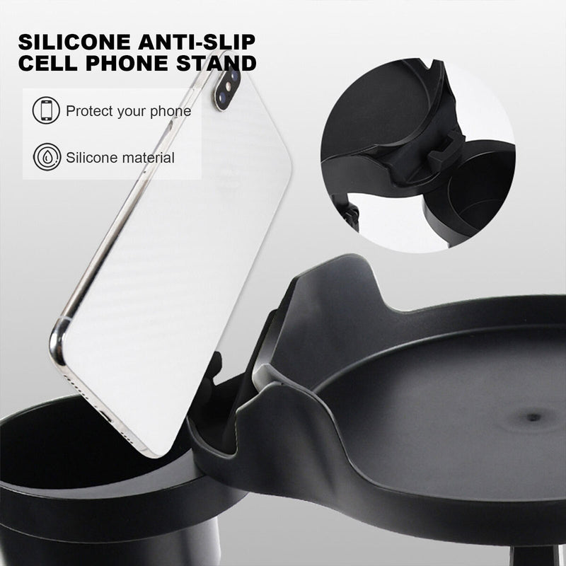 Vehicle Organizer for Drinks Rotation Function Convenient Tray with Cup Holders