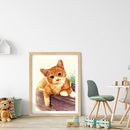 Handmade Yellow Cat 5D DIY Full Round Drill Drawing Kit Diamond Painting Artw