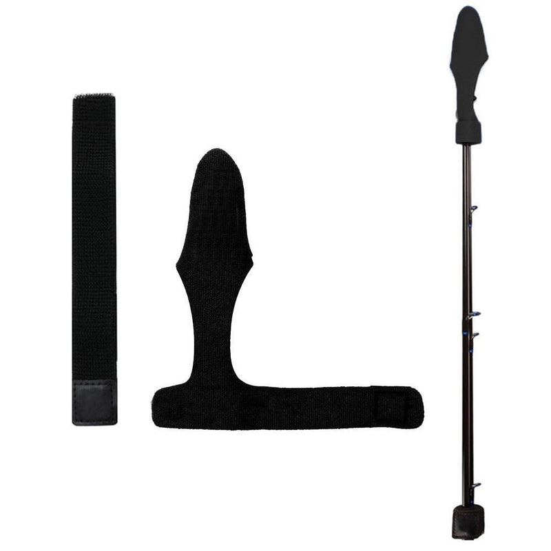 2pcs Fishing Rod Covers Pole Glove Protector+Tie Wrapping Band Belt (Black)