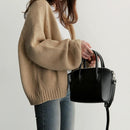 Women Casual Short Style Long-Sleeves Coat Knitted Solid Color Loose Cardigan