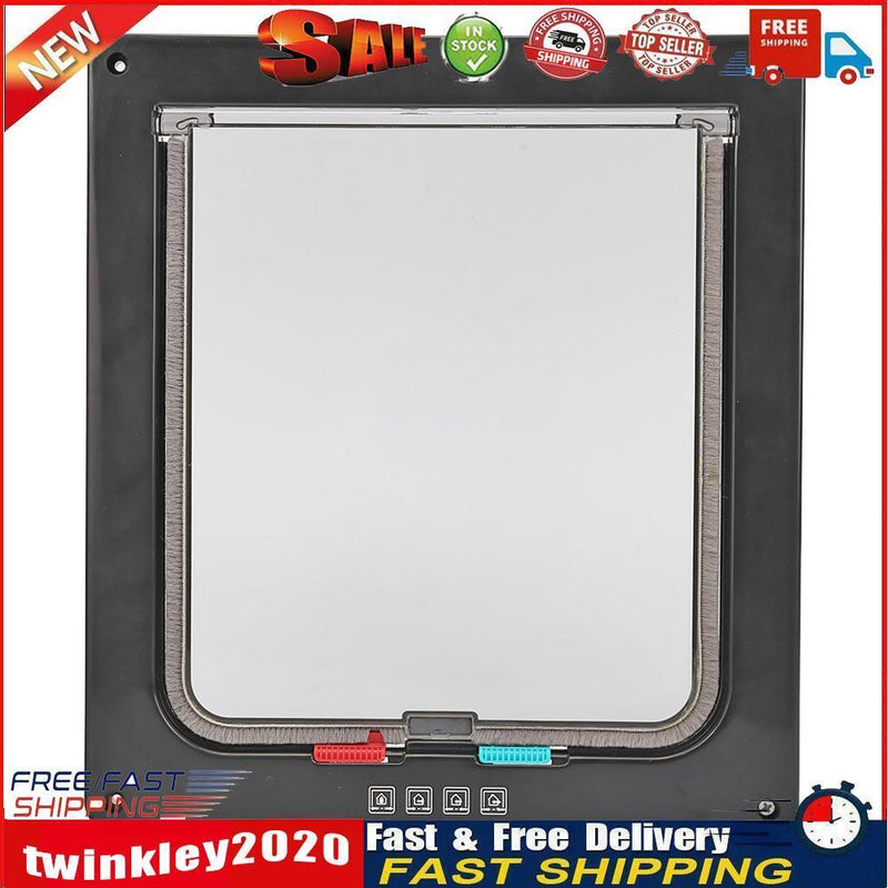 4 Way Lockable Dog Cat Safe Flap Door Puppy Pets Plastic Gate (Black XL) Newly