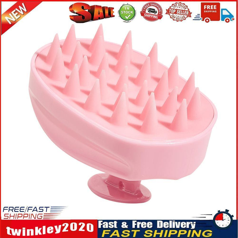 Silicone Head Smooth Hair Care Massage Brush Bath Scalp Stimulate (Pink) Newly