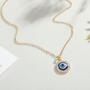 Evil Eye Pendant Necklace Chain - Third Blue Eyes Amulet Ojo Dainty Necklac