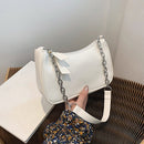 PU Leather Pure Color Ladies Retro Underarm Hobos Bag Fashion Chain Handbag Tote