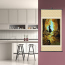 DIY Witch Hanging Frame Canvas Picture Scroll Poster Oil Painting for Bedroom