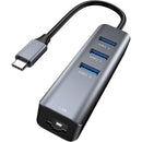 Card 3 Ports USB 3.0 Splitter Expander USB Type-C HUB Ethernet Adapter 1000Mbps