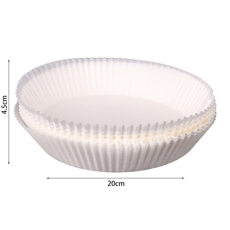 100pcs Air Fryer Steamer Paper Liners Baking Oil Paper Mat (White 20x4.5cm)