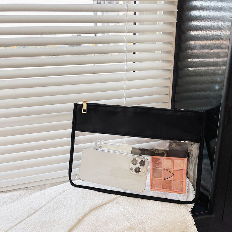 Fashion Letter Clutch Bag Transparent Cosmetic Bag PVC Travel Make Up Organizer