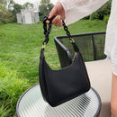 Fashion Women PU Leather Underarm Bag Casual Solid Color Hobos Chain Small Purse
