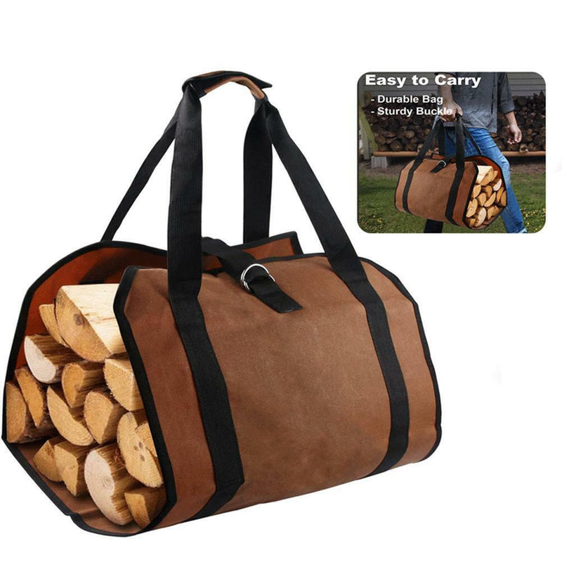 Firewood Log Carrier Bags Heavy Duty Waxed Canvas Logs Tote Bags for Indoor Tool