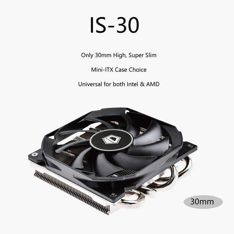 ID-COOLING IS-30 CPU Cooler with Quiet PWM Fan 4 Direct Contact Heatpipes Newly