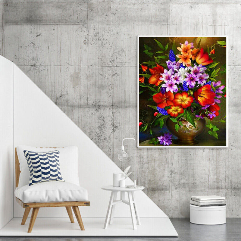 Flower Oil Paint By Numbers Kit DIY Acrylic Painting Wall Art Picture Craft S