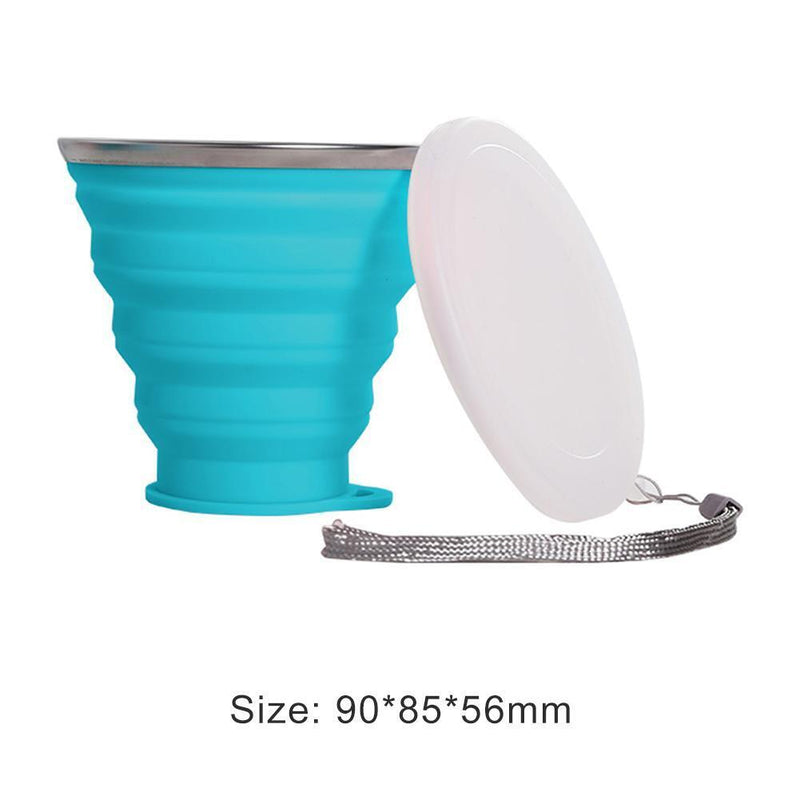 Foldable Portable Silicone Water Mug 250mL Outdoor Picnic Hiking Retractabl