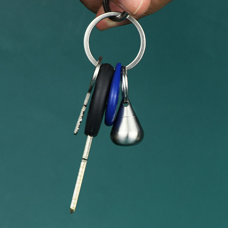 Waterproof Titanium Pill Box Container Bottle Water Drop Capsule Keychain