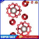 2pcs 11T Bike Aluminum Alloy Bearing Jockey Wheel Rear Derailleur(Red) A