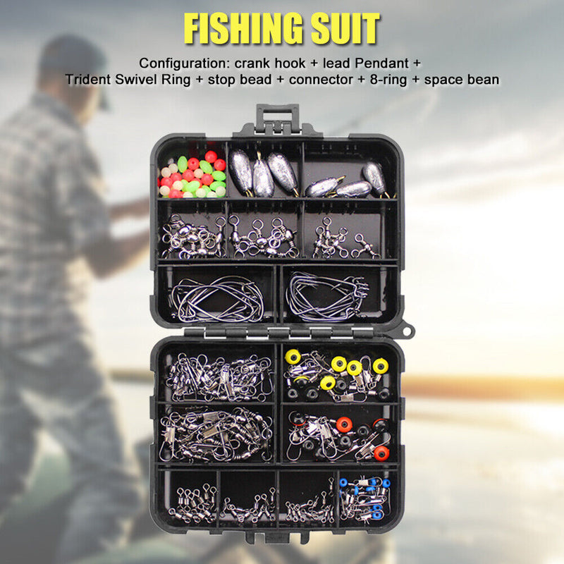 160pcs/Set Fishing Tackles Set Carp Fishing Jig Hooks Connector Space Beans Kit