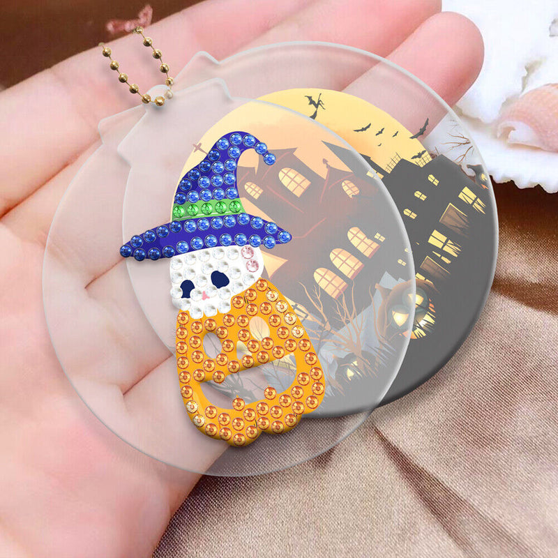 2pcs 5D Diamond Painting Keyring DIY Round Keychain Bag Pendant (YSK203)