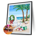 5D DIY Rhinestone Painting Summer Beach Mosaic Full Round Drill Diamond Pictu
