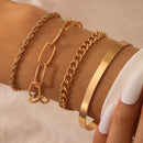4pcs Thick Chain Bracelet Set Punk Twisted Rope Bangles Women Jewelry Gift