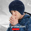 Winter Warm Cycling Fleece Ear Protection Cap Skiing Beanie (Navy Blue)