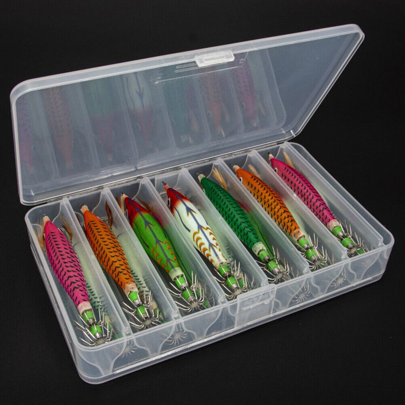 14pcs Luminous Wood Shrimp Bionic Fishing Lures Jig Hooks 8cm Bait Tackle