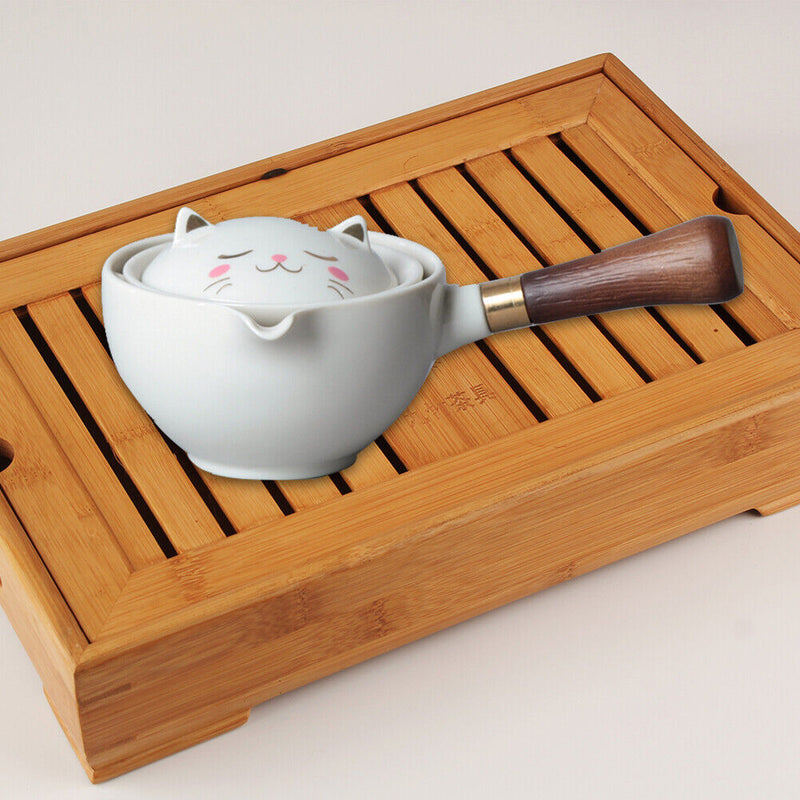 Portable Chinese Gongfu Kung Fu Tea Set Rotating Ceramic Teapot Teaware (O)