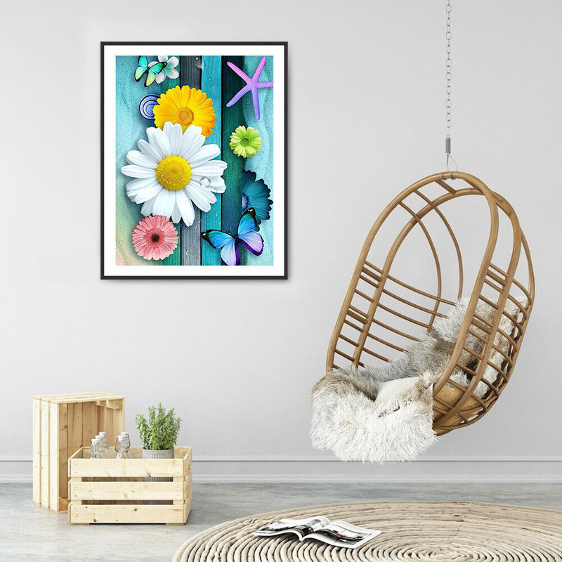 DIY Diamond Painting Butterfly Flower Full Round Drill Picture Home Decorations