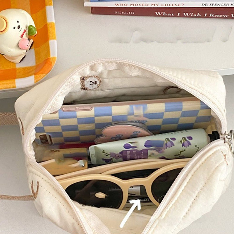 Zipper Toiletry Case Makeup Pouch Bear Make Up Bag Embroidery Cosmetic Bag
