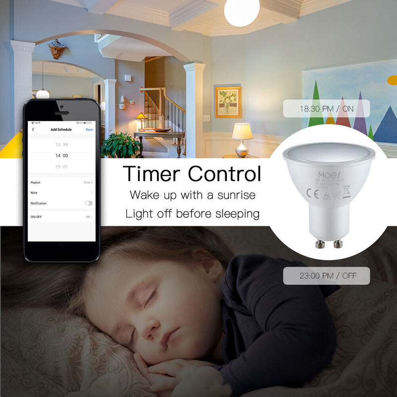 WiFi Smart Light Bulb 5W Dimmable Lamp APP Remote for Alexa/Google Home