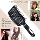 Portable Curved Ribs Scalp Massage Comb Fluffy Styling Brush (A Black) Newly