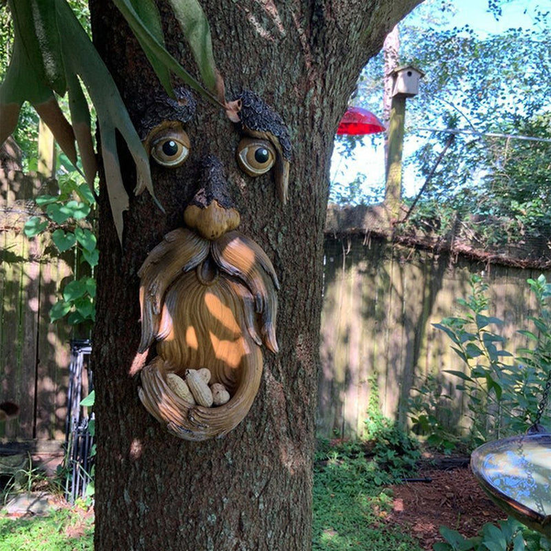 Decoration Wall Decoration Tree Faces Decor Bird Feeder Old Man Face Sculpture