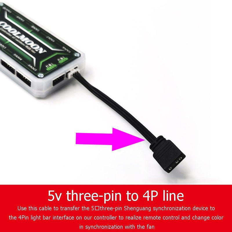 5pcs Small 4Pin to 5V ARGB 3Pin Fan Controller Adapter Cable for Coolmoon