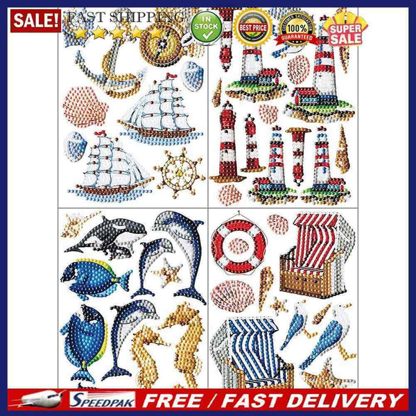 4pcs 5D DIY Diamond Painting Stickers Handmade Art Craft Kits Gift (BT008)