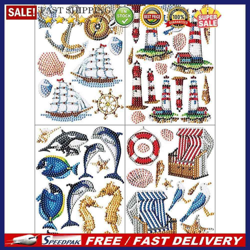 4pcs 5D DIY Diamond Painting Stickers Handmade Art Craft Kits Gift (BT008)